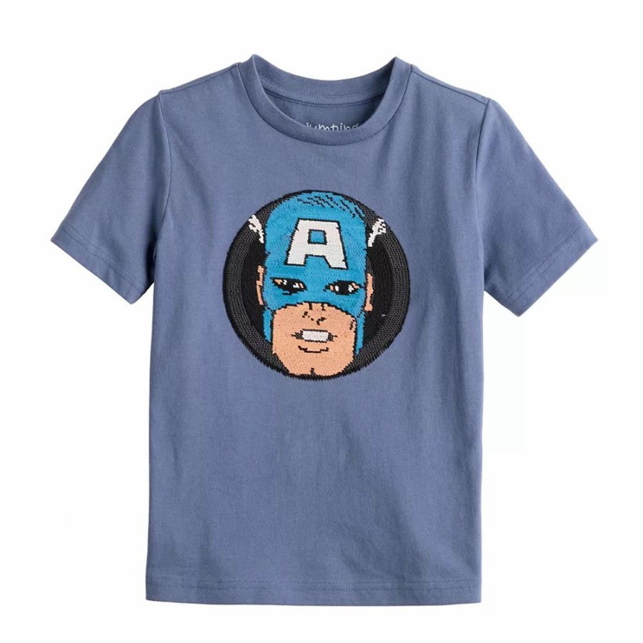 Boy Clothing * | Boys 4-12 Jumping Beans Marvel Captain America Flippable Sequins Graphic Tee