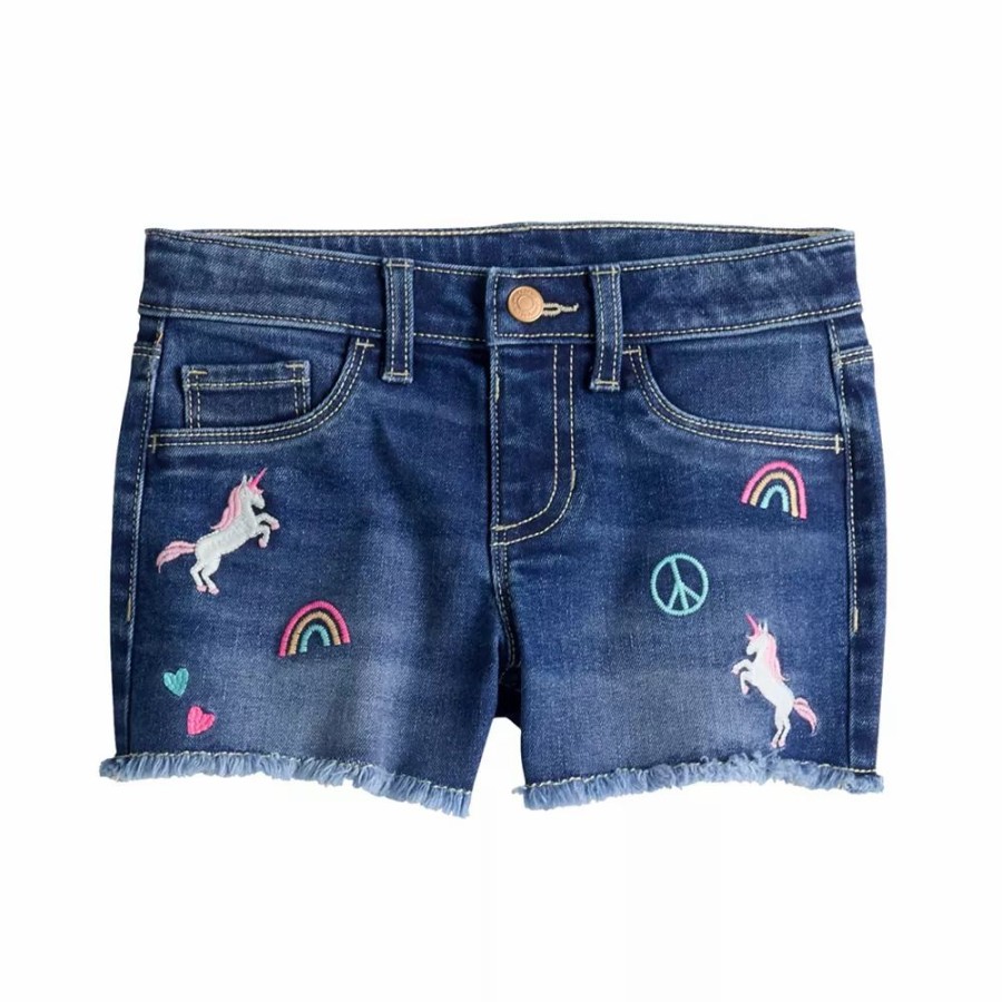 Girls Clothing * | Girls 4-12 Jumping Beans Embroidered Denim Shorts