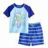 Boy Clothing * | Disney / Pixar Buzz Lightyear Toddler Boy Rash Guard Raglan Top & Swim Trunks Set By Jumping Beans