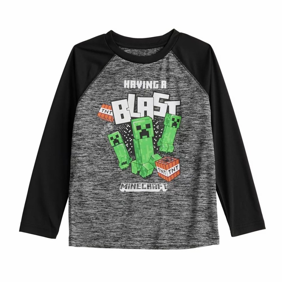 Boy Clothing * | Boys 4-12 Jumping Beans Minecraft Creepers "Having A Blast" Raglan Graphic Tee