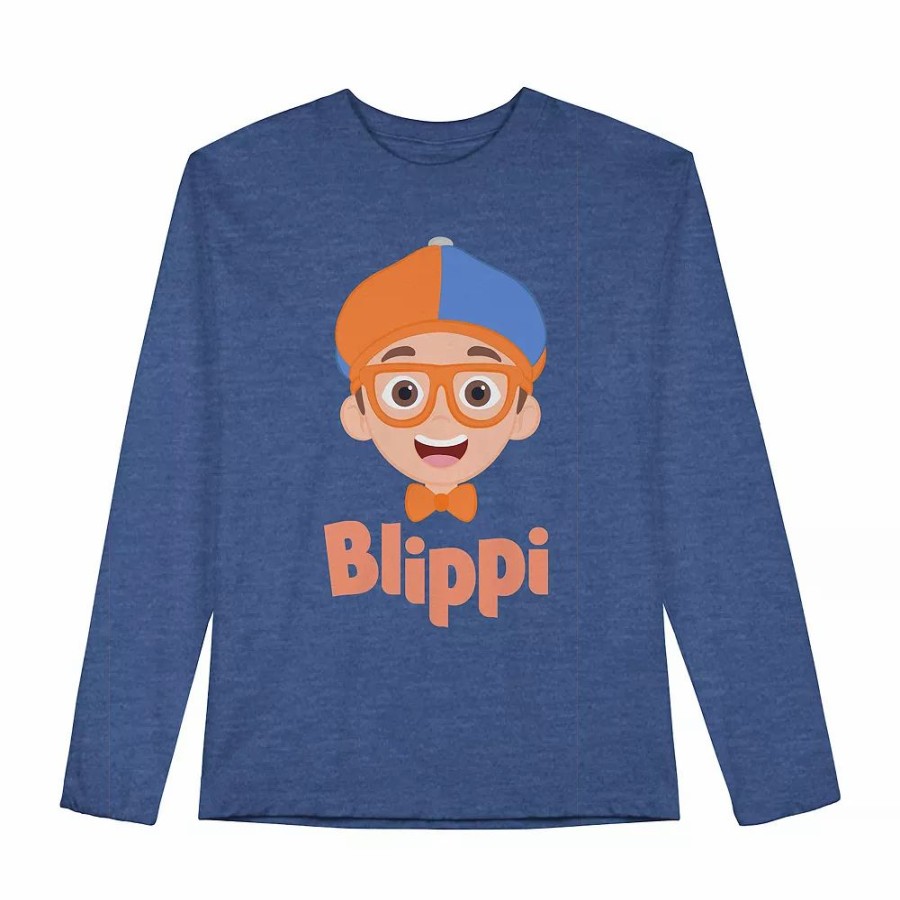 Boy Clothing * | Toddler Boy Jumping Beans Blippi Face Long-Sleeve Graphic Tee