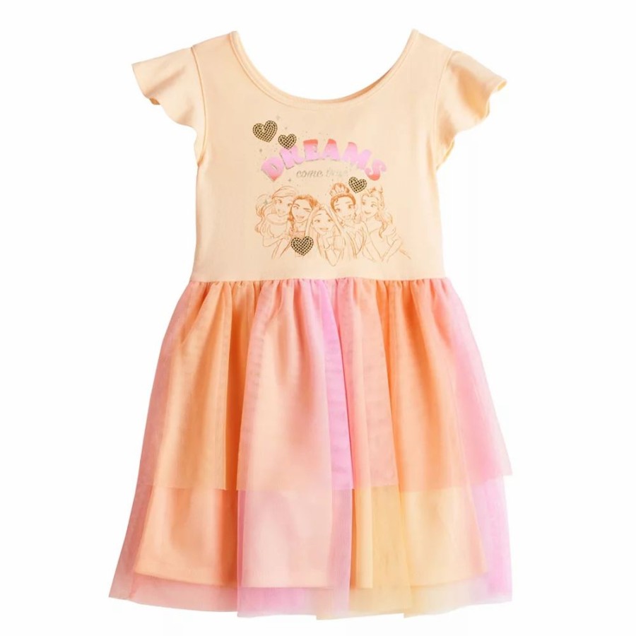 Girls Clothing * | Disney Princesses Toddler Girl & Girls 4-12 Tiered Tulle Dress By Jumping Beans