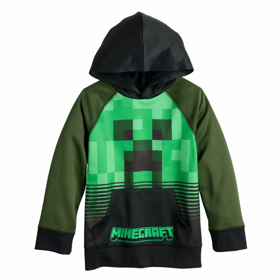 Boy Clothing * | Boys 4-12 Jumping Beans Minecraft Creeper Fleece Active Graphic Hoodie