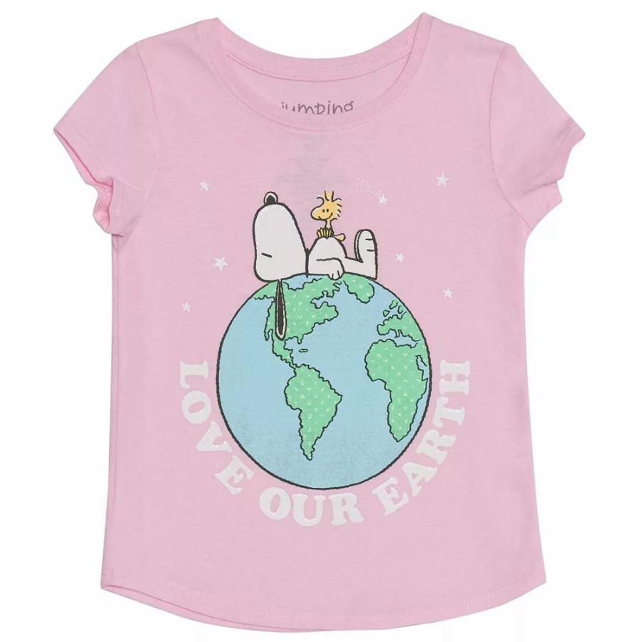 Girls Clothing * | Girls 4-12 Jumping Beans Snoopy Earth Graphic Tee