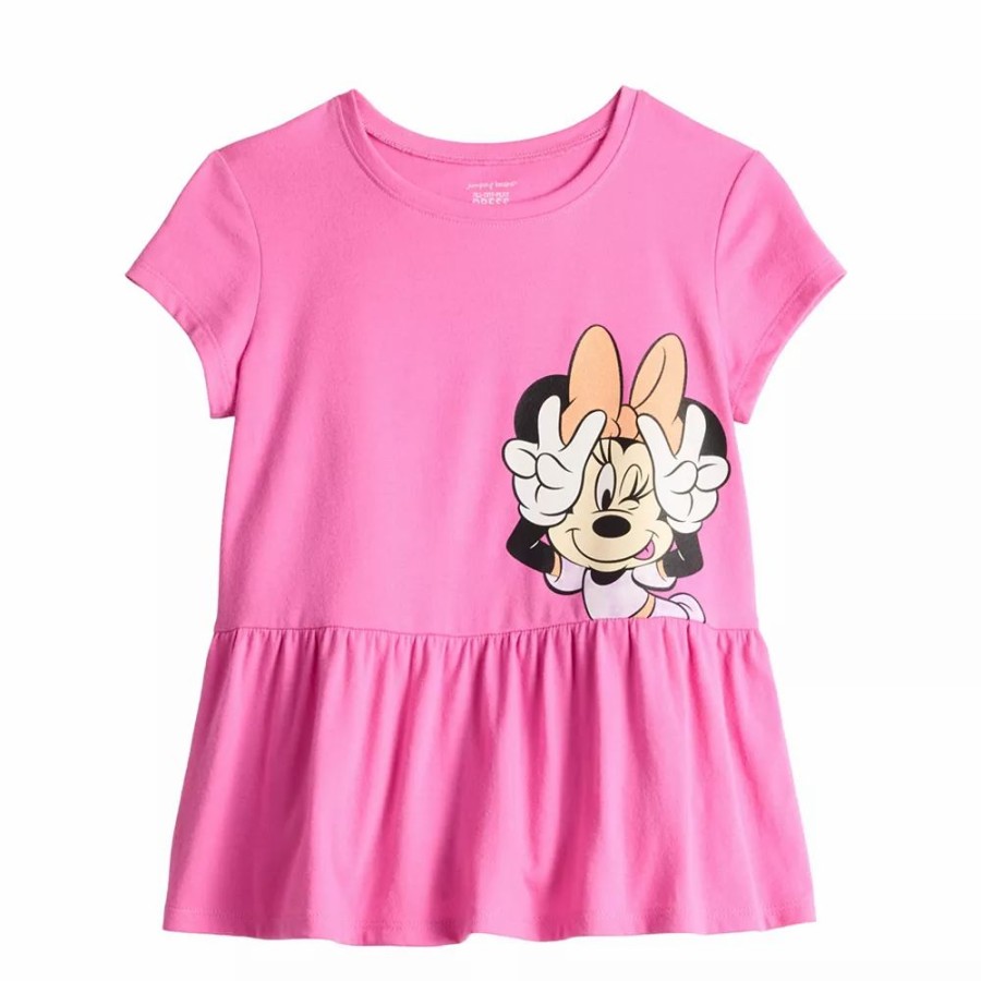 Girls Clothing * | Disney'S Minnie Mouse Girls 4-12 Peplum-Hem Tee By Jumping Beans