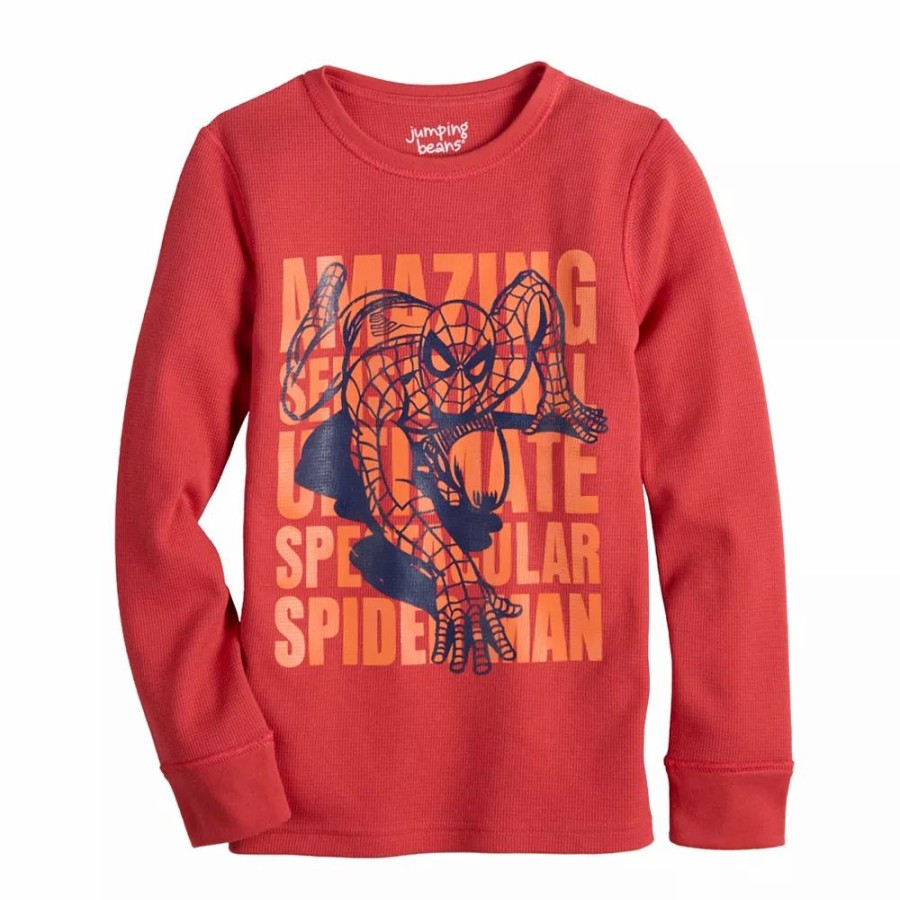 Boy Clothing * | Boys 4-12 Jumping Beans Adaptive Marvel The Amazing Spider-Man Long Sleeve Thermal Graphic Tee