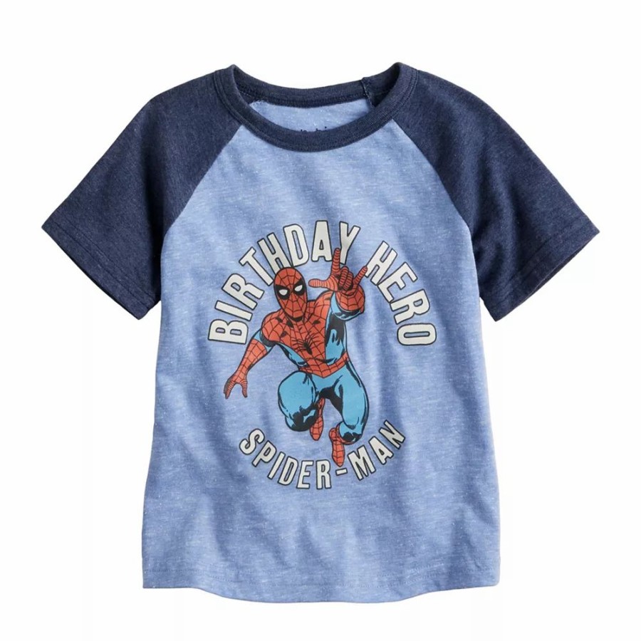 Boy Clothing * | Toddler Boy Jumping Beans Marvel Spider-Man "Birthday Hero" Raglan Tee