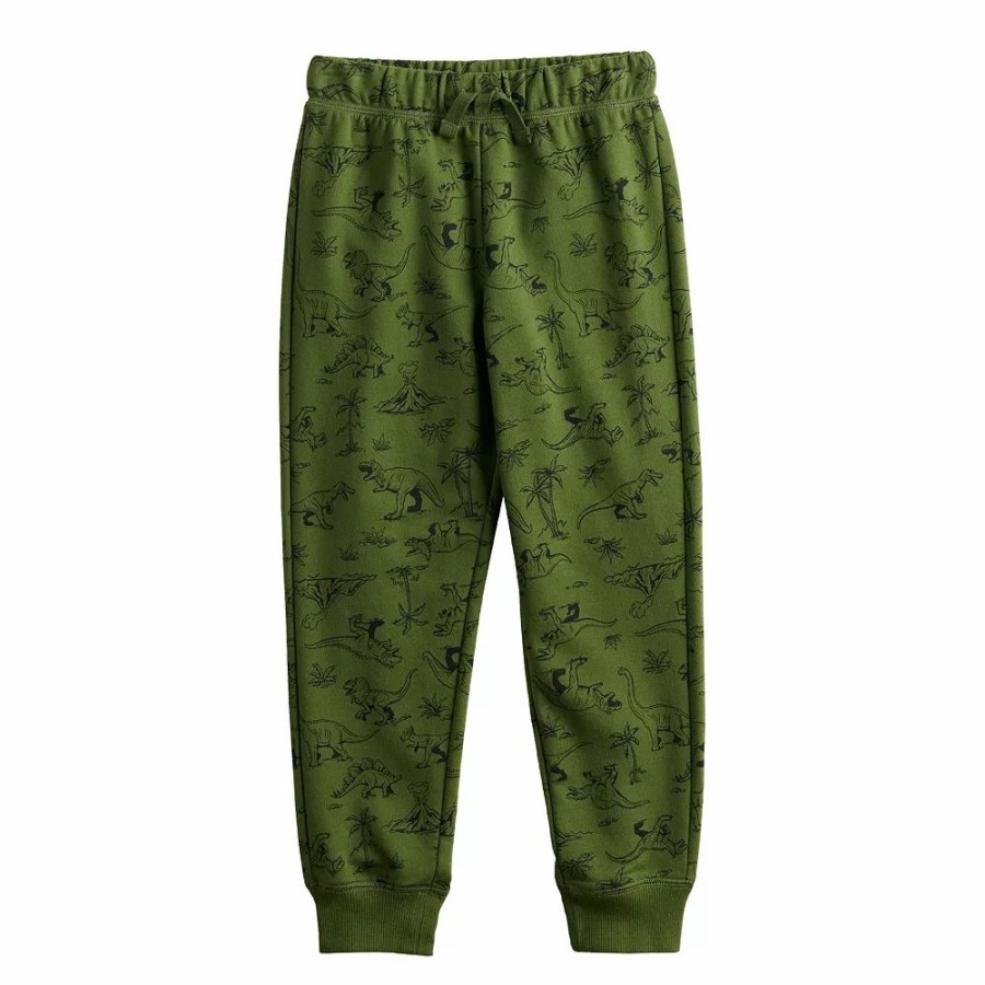 Boy Clothing * | Boys 4-12 Jumping Beans French Terry Jogger Pants In Regular, Slim, And Husky Green Dinos