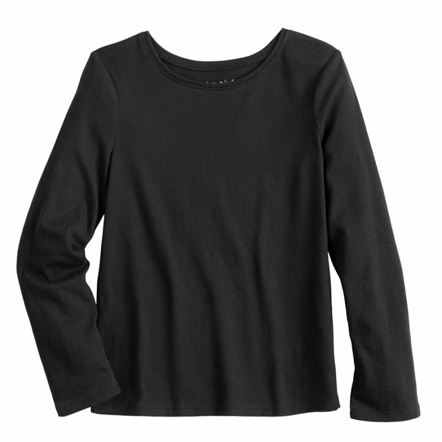 Girls Clothing * | Girls 4-12 Jumping Beans Long-Sleeve Basic Tee Black