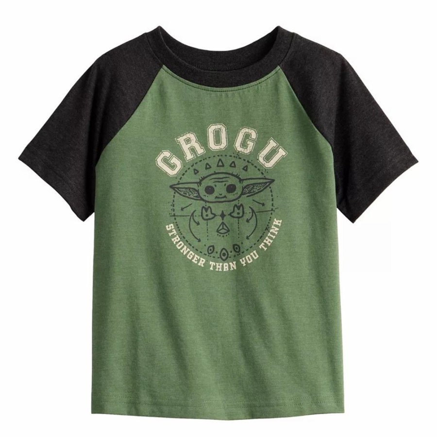 Boy Clothing * | Toddler Boy Jumping Beans The Mandalorian Grogu Aka Baby Yoda Short Raglan Sleeve Graphic Tee