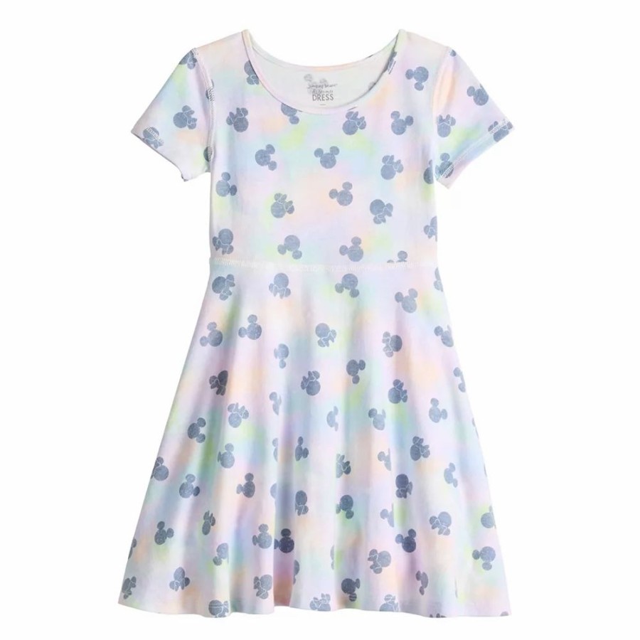 Girls Clothing * | Disney'S Minnie Mouse Girls 4-12 Tie Dye Adaptive Hi-Low Skater Dress By Jumping Beans