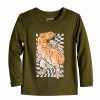 Boy Clothing * | Toddler Boy Jumping Beans Adaptive Sensory Friendly Active Long Sleeve Tee Olive Dino