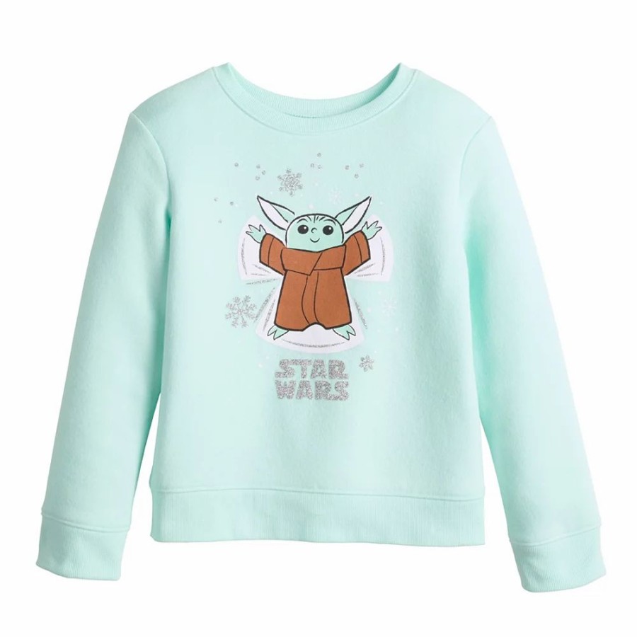 Girls Clothing * | Disney'S Girls 4-12 Star Wars The Mandalorian Grogu Aka Baby Yoda Long-Sleeve Pullover By Jumping Beans