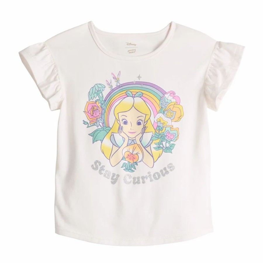 Girls Clothing * | Disney'S Alice In Wonderland Girls 4-12 Adaptive Flutter Graphic Tee By Jumping Beans