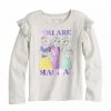 Girls Clothing * | Girls 4-12 Disney Princesses "You Are Magical" Ruffle Shoulder Long Sleeve Graphic Tee By Jumping Beans