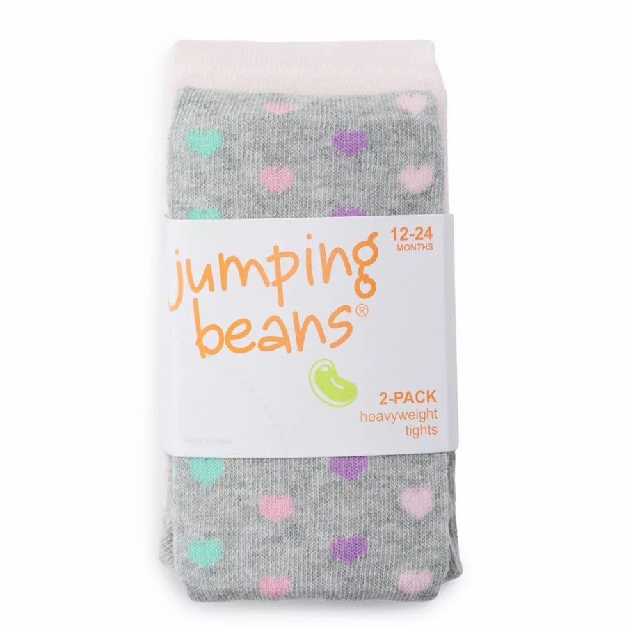 Girls Clothing * | Baby / Toddler Girl Jumping Beans 2-Pack Gray Polka Dot & Pink Warmwear Tights