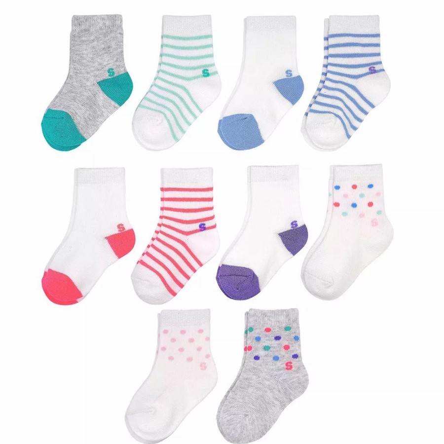 Girls Clothing * | Baby Girl Jumping Beans 10-Pk. Crew Socks