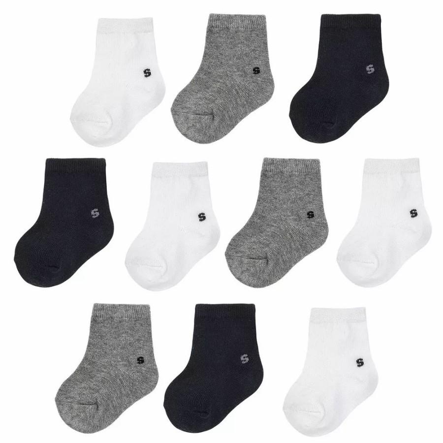 Boy Clothing * | Baby Boy Jumping Beans 10-Pk. Solid Crew Socks