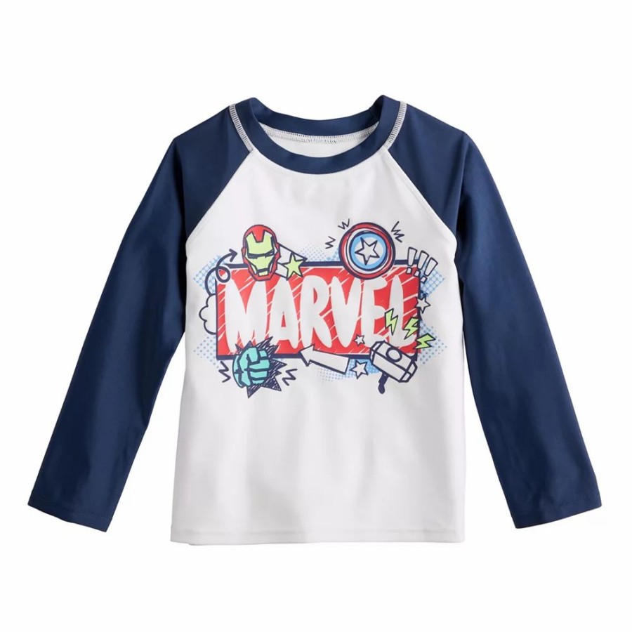 Boy Clothing * | Toddler Boy Jumping Beans Adaptive Marvel Avengers Raglan Rash Guard Top