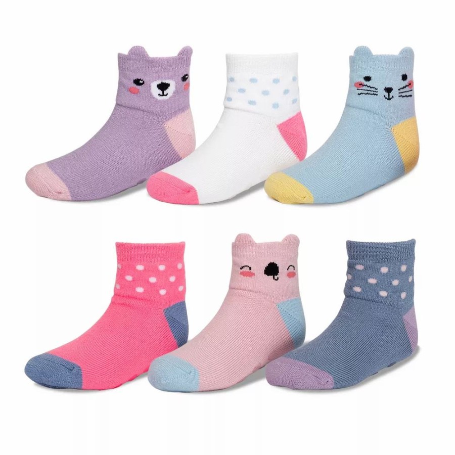 Girls Clothing * | Baby / Toddler Girl Jumping Beans 6-Pack Low-Cut Softest Animal Socks