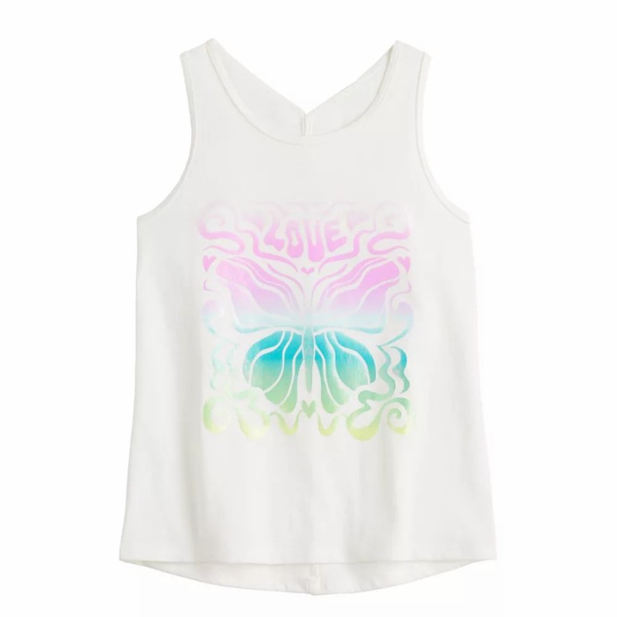 Girls Clothing * | Girls 4-12 Jumping Beans "Love" Butterfly Active Graphic Tank Top