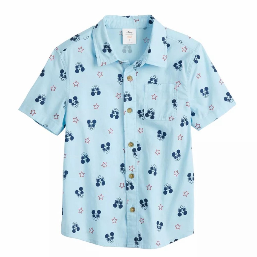 Boy Clothing * | Disney Mickey Mouse Boys 4-12 Button Front Shirt By Jumping Beans