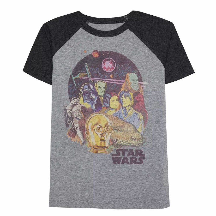 Boy Clothing * | Boys 4-12 Jumping Beans Star Wars Old School Short Raglan Sleeve Graphic Tee