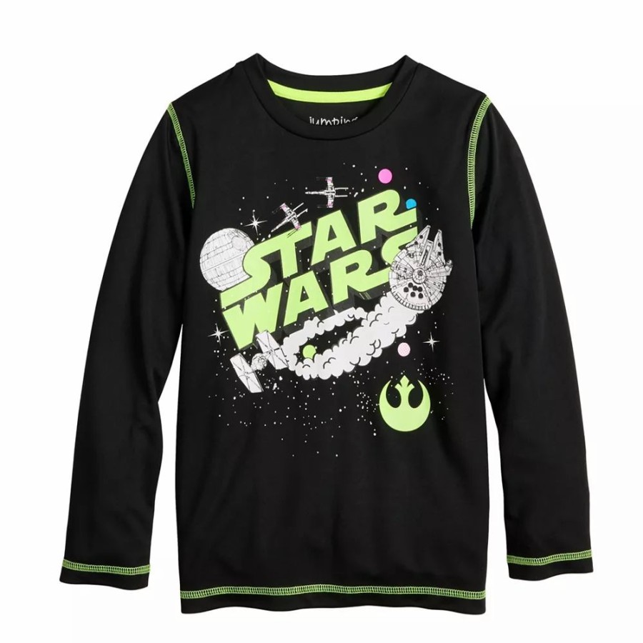 Boy Clothing * | Boys 4-12 Jumping Beans Star Wars Neon Vintage Long Sleeve Graphic Tee