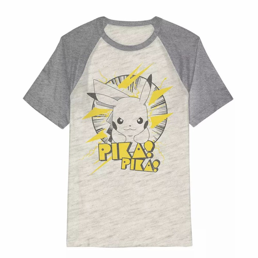 Boy Clothing * | Boys 4-12 Jumping Beans Pokemon Pikachu "Pika Pika" Short Raglan Sleeve Graphic Tee