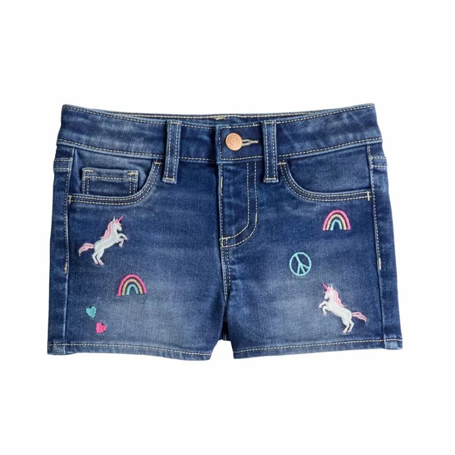 Girls Clothing * | Toddler Girl Jumping Beans Embroidered Denim Shorts