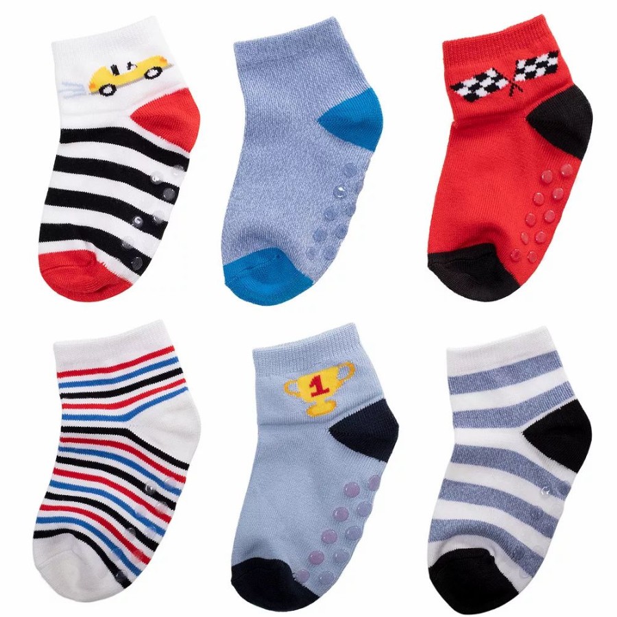 Boy Clothing * | Baby / Toddler Boy Jumping Beans 6-Pack Low-Cut Softest Racecar Socks