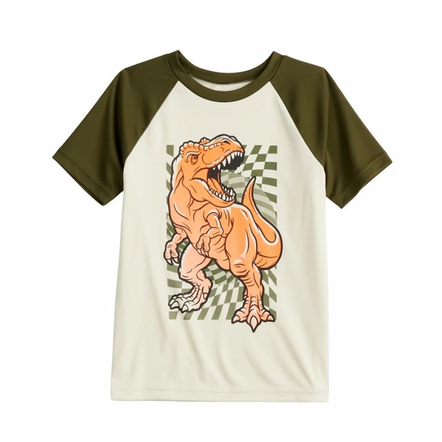 Boy Clothing * | Boys 4-12 Jumping Beans Short Raglan Sleeve Dino Active Graphic Tee