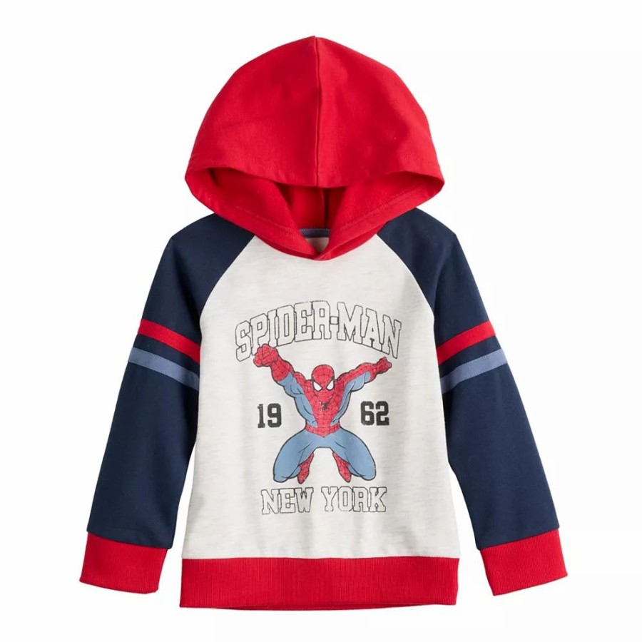 Boy Clothing * | Toddler Boy Jumping Beans Varsity Marvel Spider-Man Fleece Hoodie