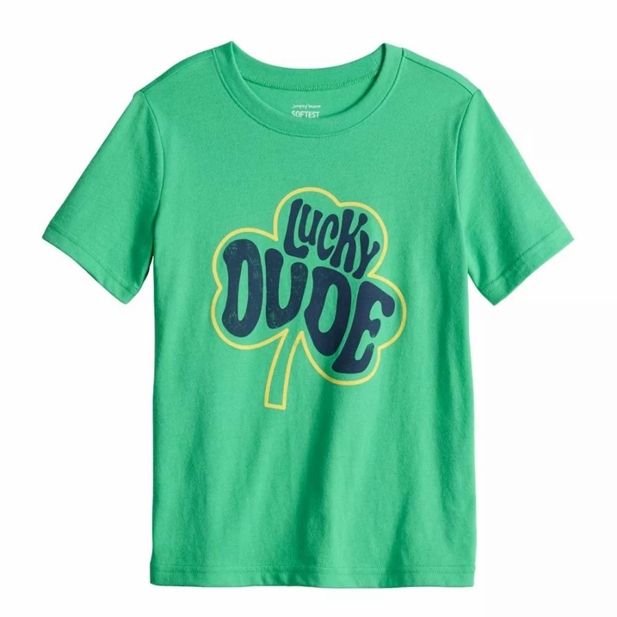 Boy Clothing * | Boys 4-12 Jumping Beans "Lucky Dude" Shamrock Graphic Tee