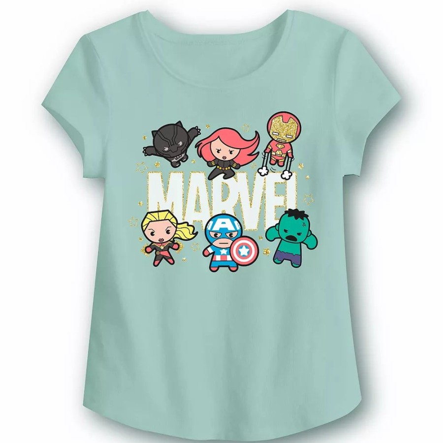 Girls Clothing * | Girls 4-12 Jumping Beans Marvel Cutesy Superheroes Sparkle Graphic Tee