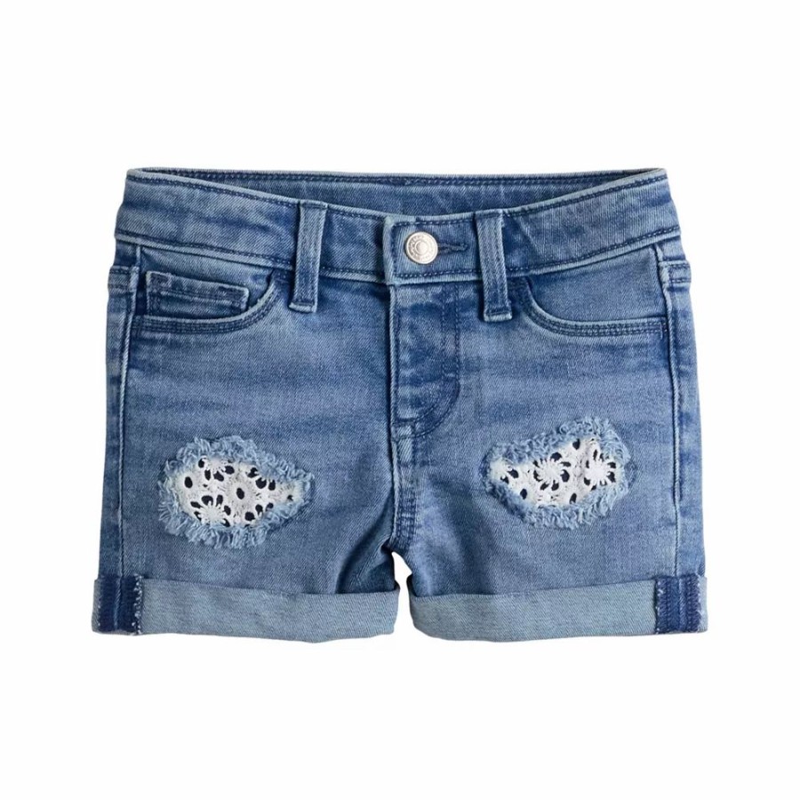 Girls Clothing * | Girls 4-12 Jumping Beans Crochet Denim Shorts