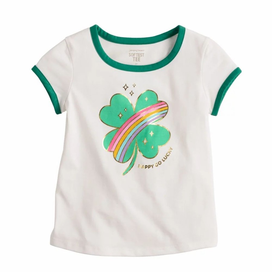 Girls Clothing * | Girls 4-12 Jumping Beans "Happy Go Lucky" Shamrock Tee